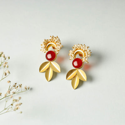 Golden Plated Seep Pearl & Hydro Stone Earrings