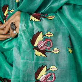 Buy Bengal Kantha Embroidery Tussar Silk Handloom Dupatta Online l iTokri.com