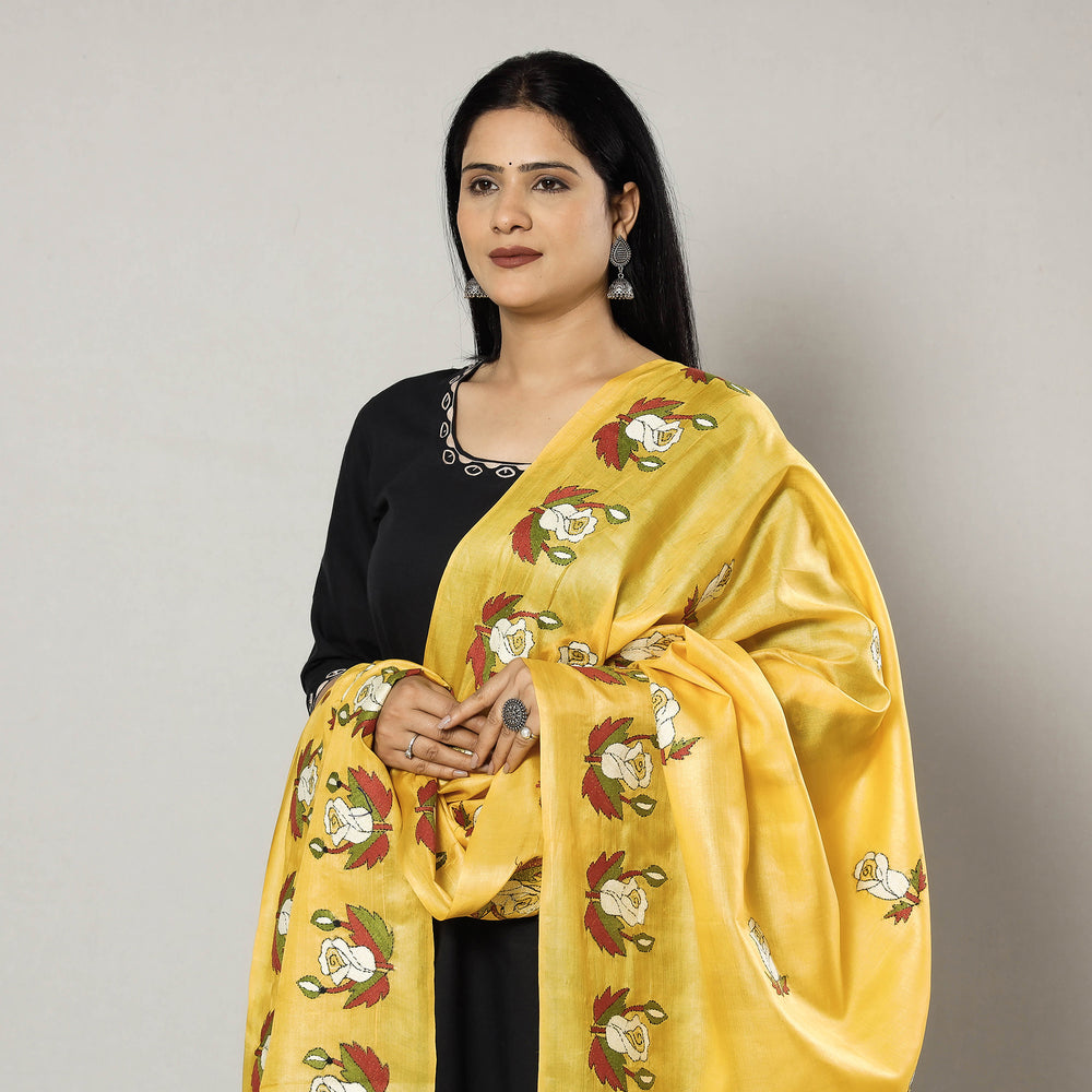 Kantha Embroidery Silk Dupatta 