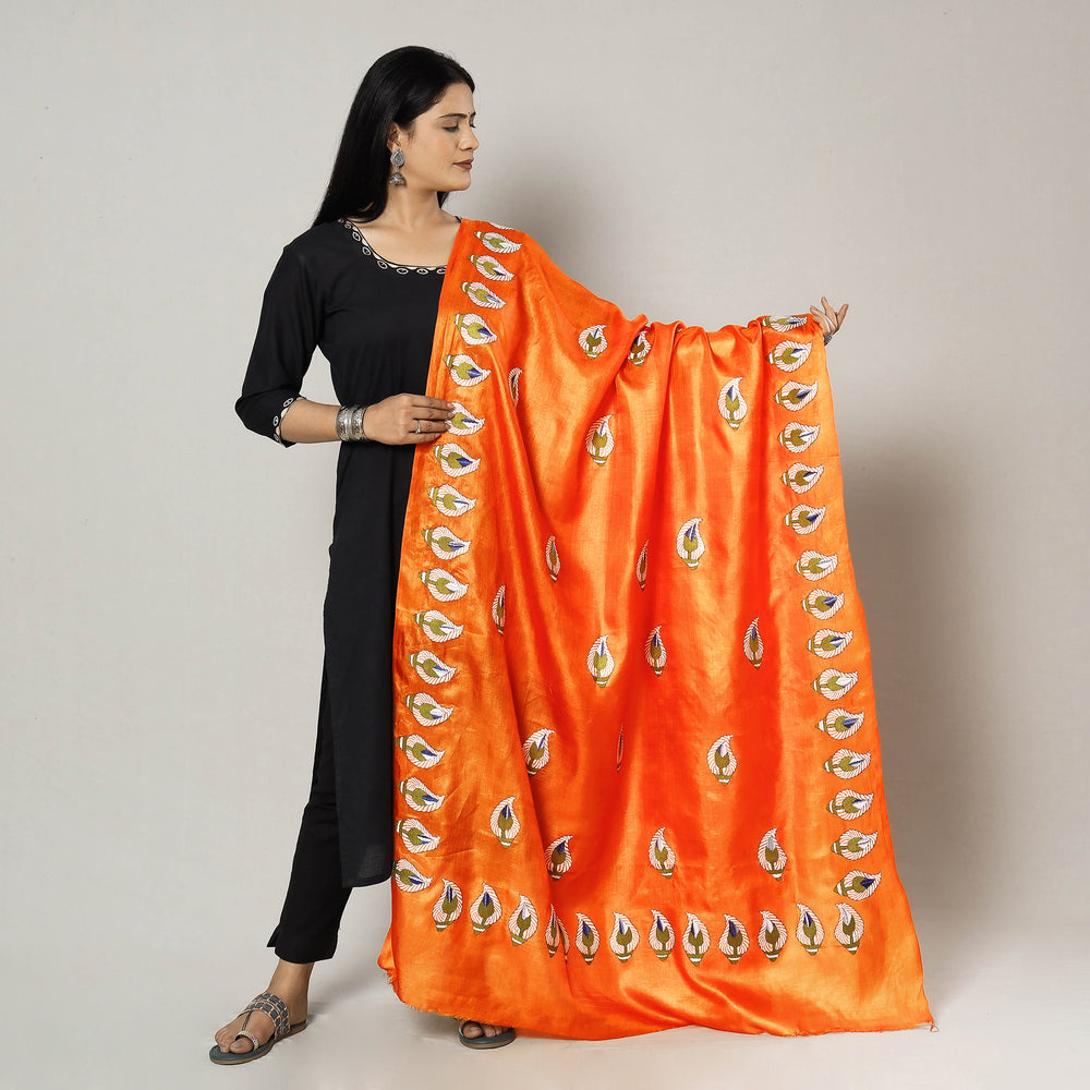 Kantha Embroidery Silk Dupatta 