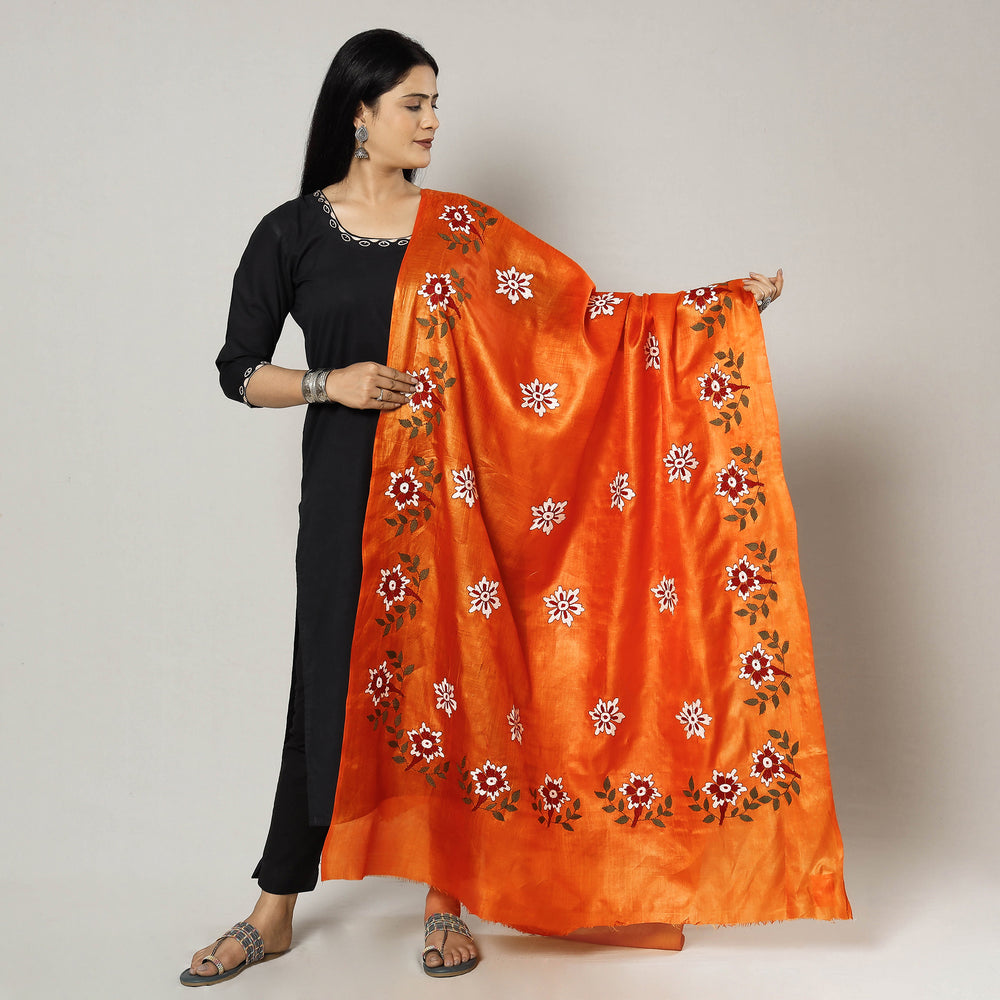 Kantha Embroidery Silk Dupatta 