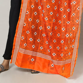  Bengal Kantha Embroidery Tussar Silk Handloom Dupatta 