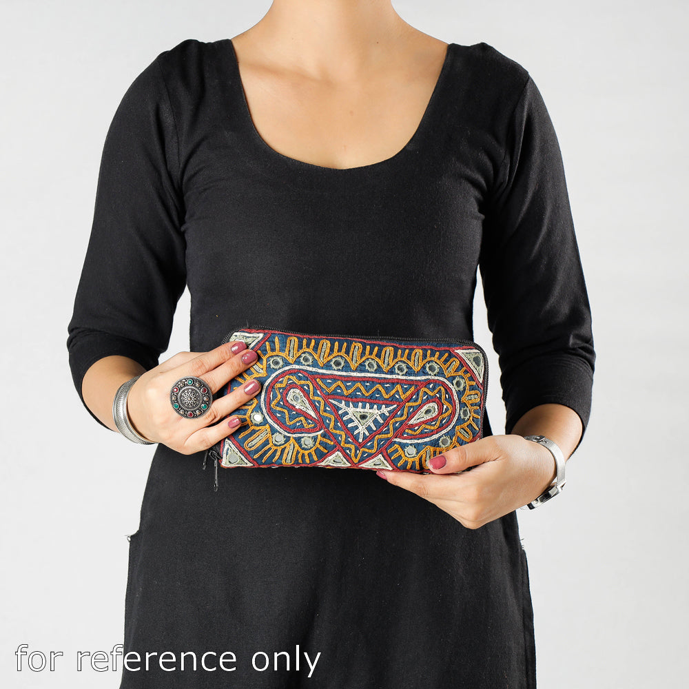 Kala Raksha Rabari Hand Embroidered Cotton Clutch/Wallet