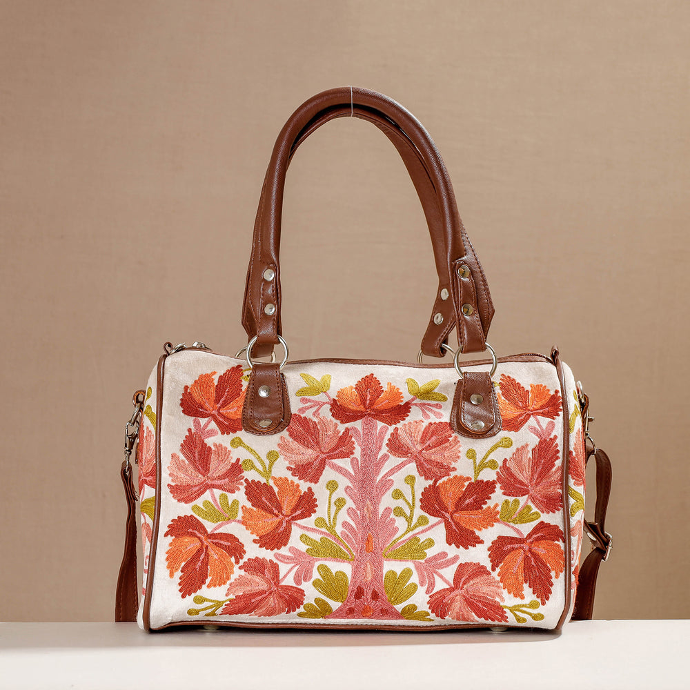 Multicolor - Original Chain Stitch Embroidery Leather & Velvet Hand Bag