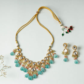  Golden Plated Brass Kundan & Stones Necklace Set 