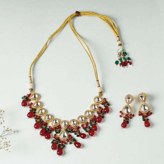 Golden Plated Brass Kundan & Stone Necklace Set