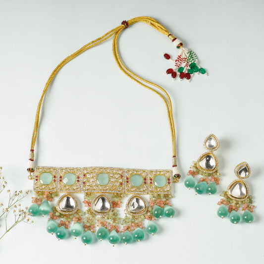 Golden Plated Brass Kundan & Stone Necklace Set