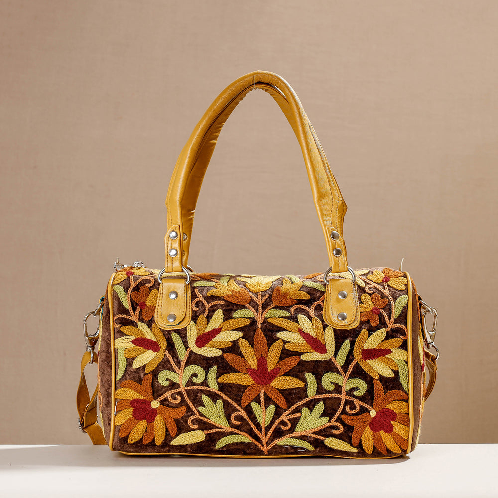 Multicolor - Original Chain Stitch Embroidery Leather & Velvet Hand Bag