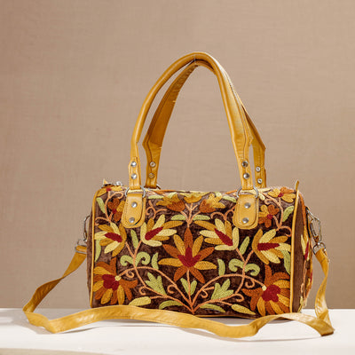 Multicolor - Original Chain Stitch Embroidery Leather & Velvet Hand Bag