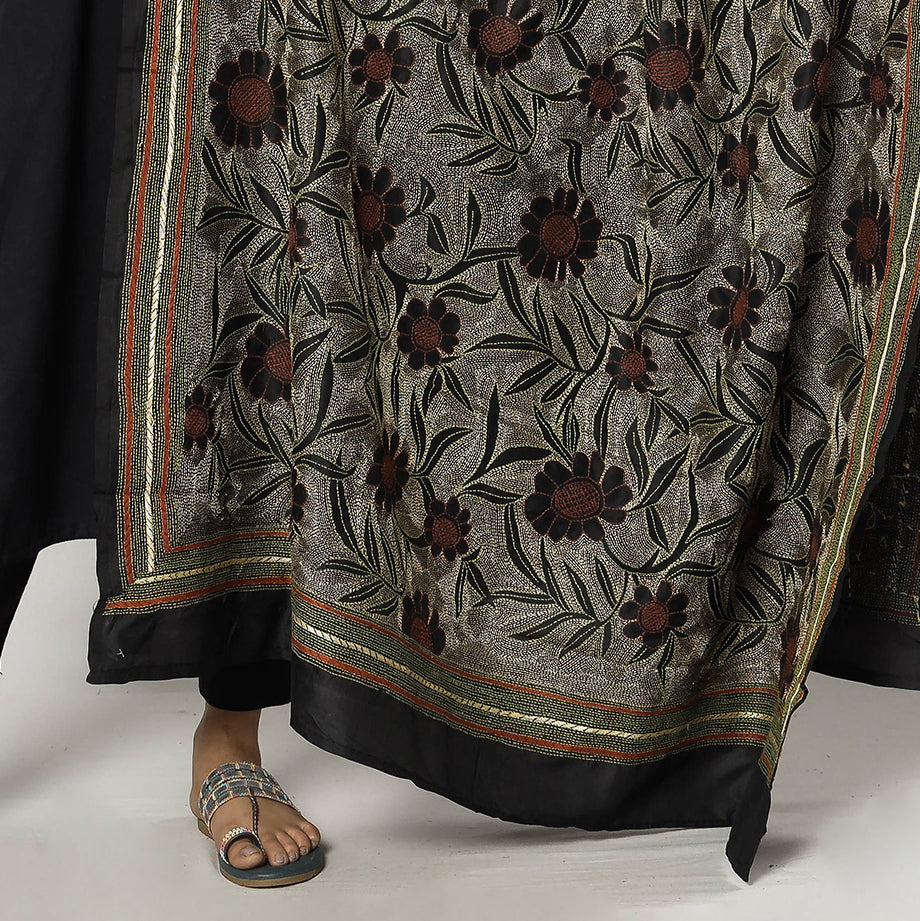  Bengal Nakshi Kantha Tussar Silk Handloom Dupatta 