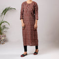 Buy iTokri Casuals - Ikat Weave Cotton Long Kurta Online at iTokri.com