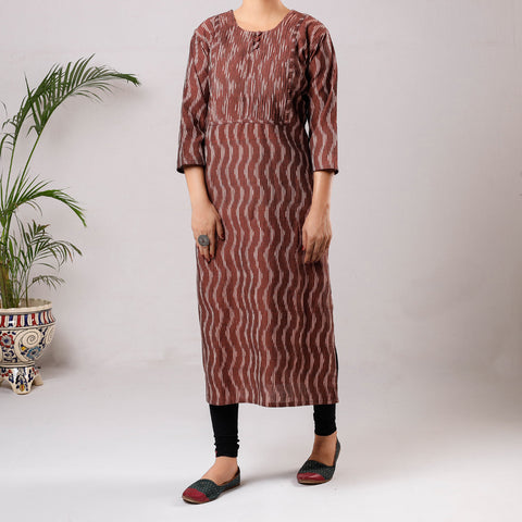 Buy iTokri Casuals - Ikat Weave Cotton Long Kurta Online at iTokri.com