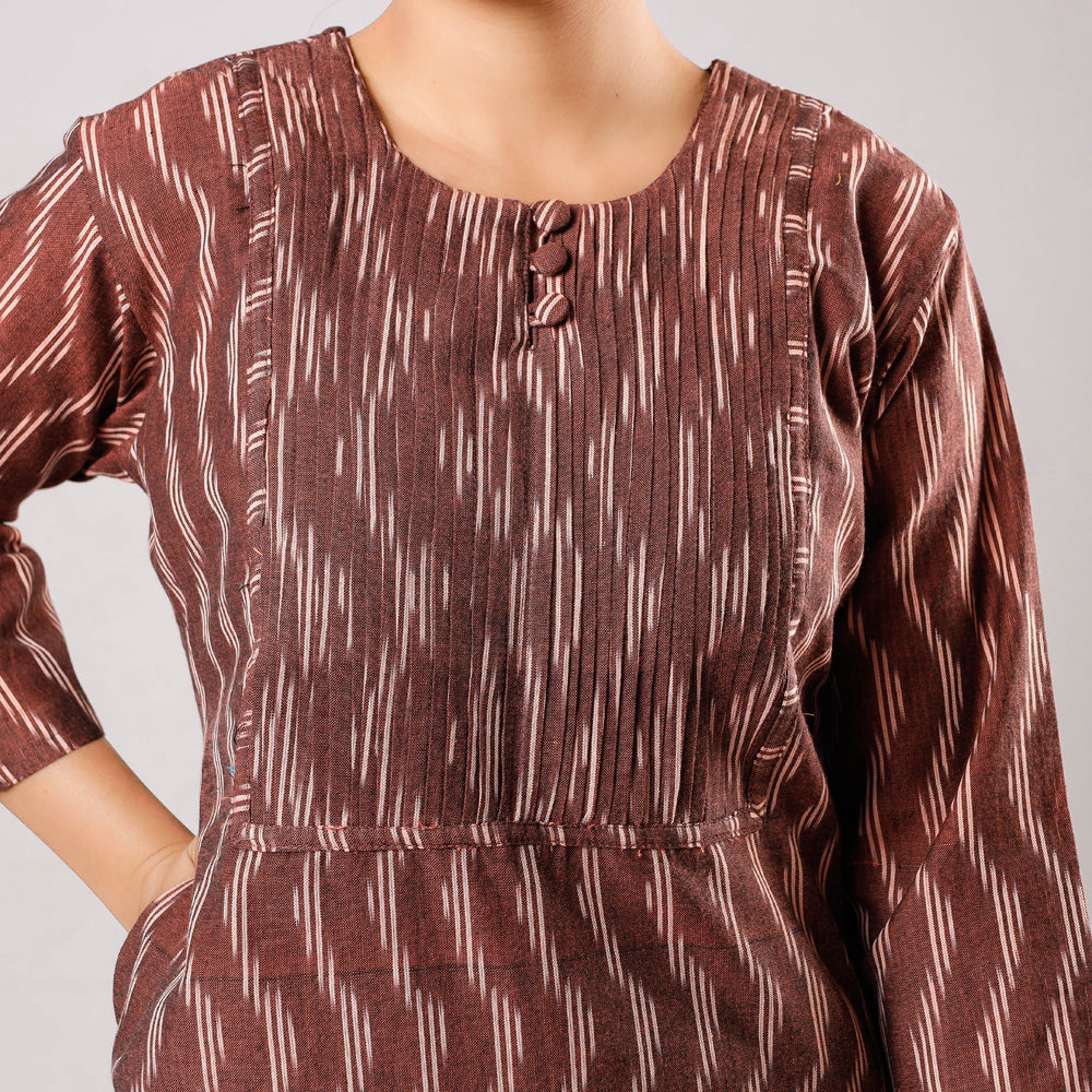 Buy iTokri Casuals - Ikat Weave Cotton Long Kurta Online at iTokri.com