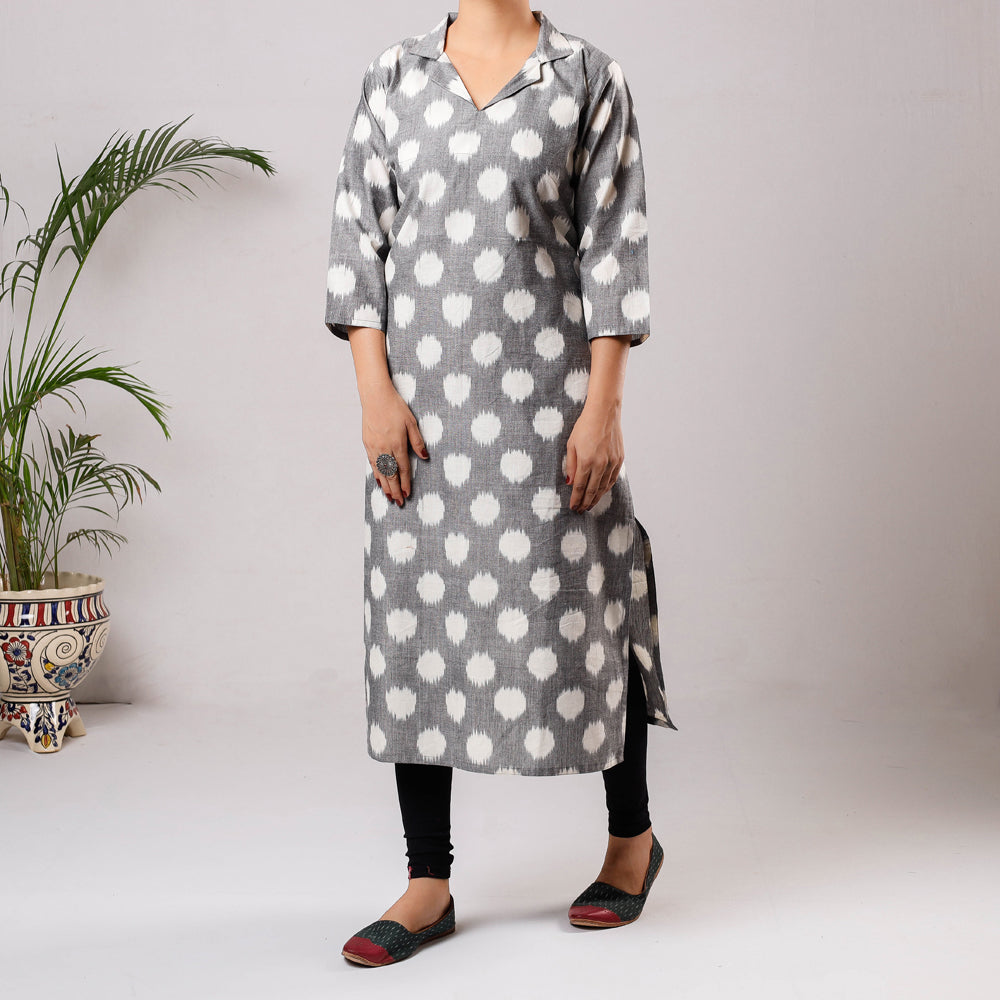 Buy iTokri Casuals - Ikat Weave Cotton Long Kurta Online at iTokri.com