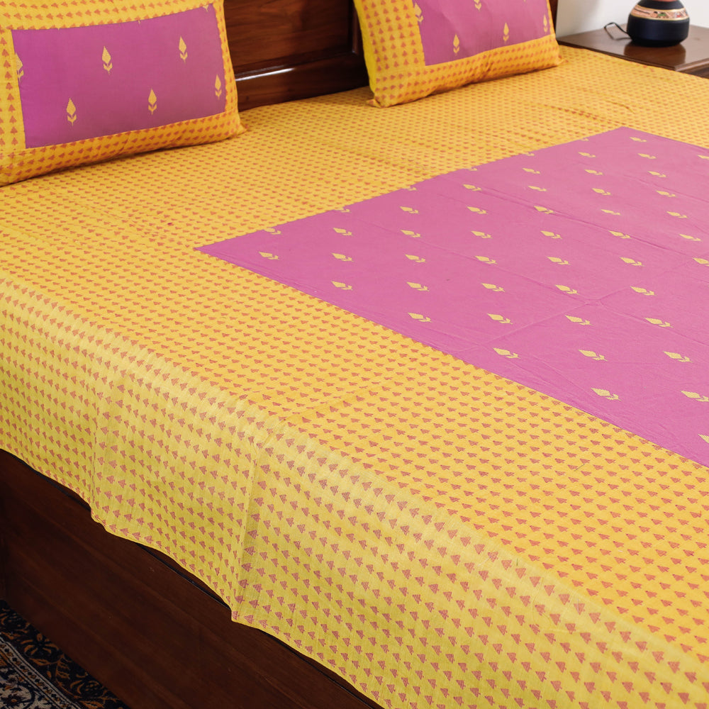 Buy Jacquard Cotton Double Bed Cover with Pillow Covers l iTokri.com