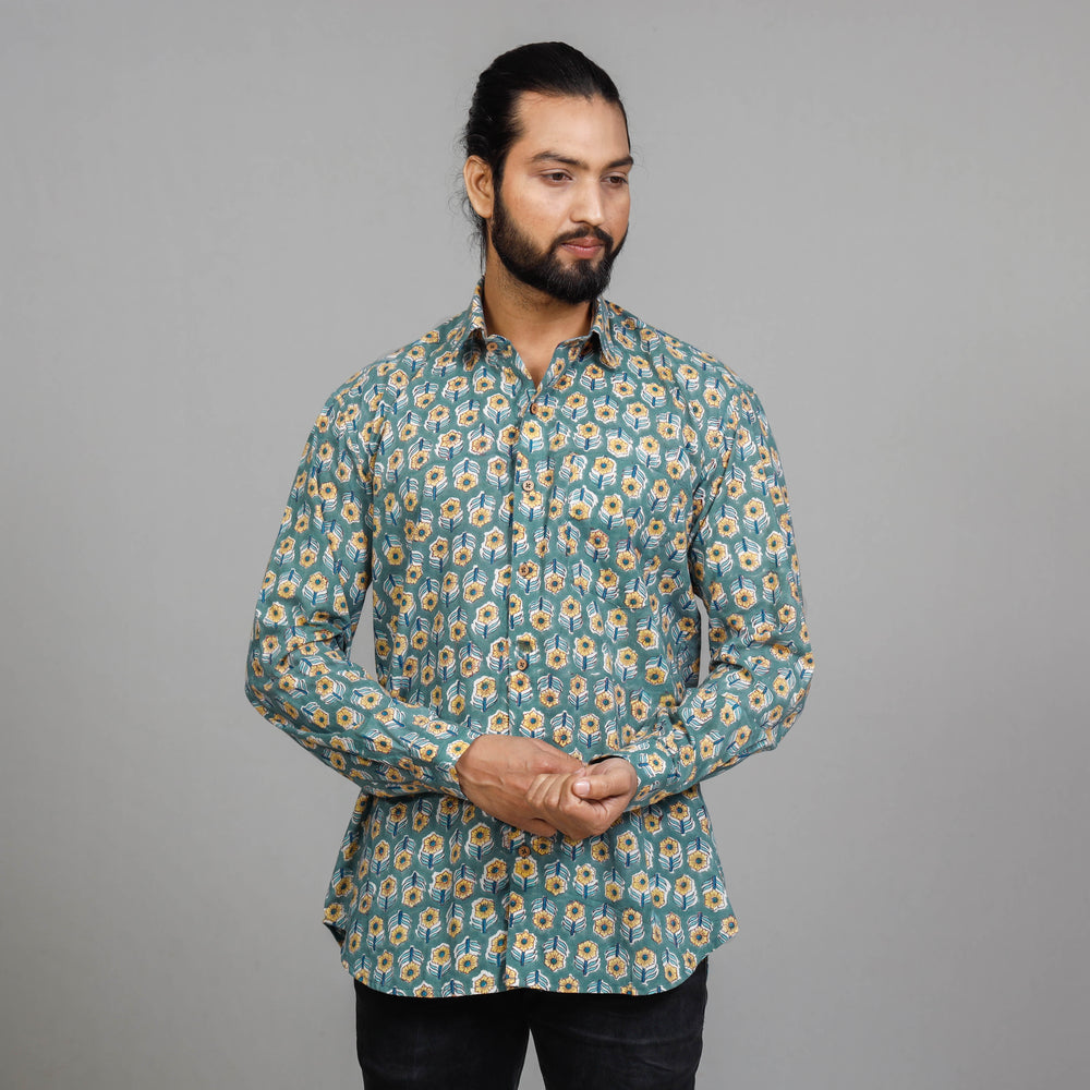  Sanganeri Block Printing Cotton Full Sleeve Shirt
