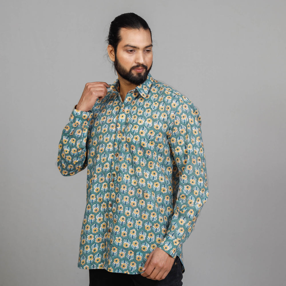  Sanganeri Block Printing Cotton Full Sleeve Shirt
