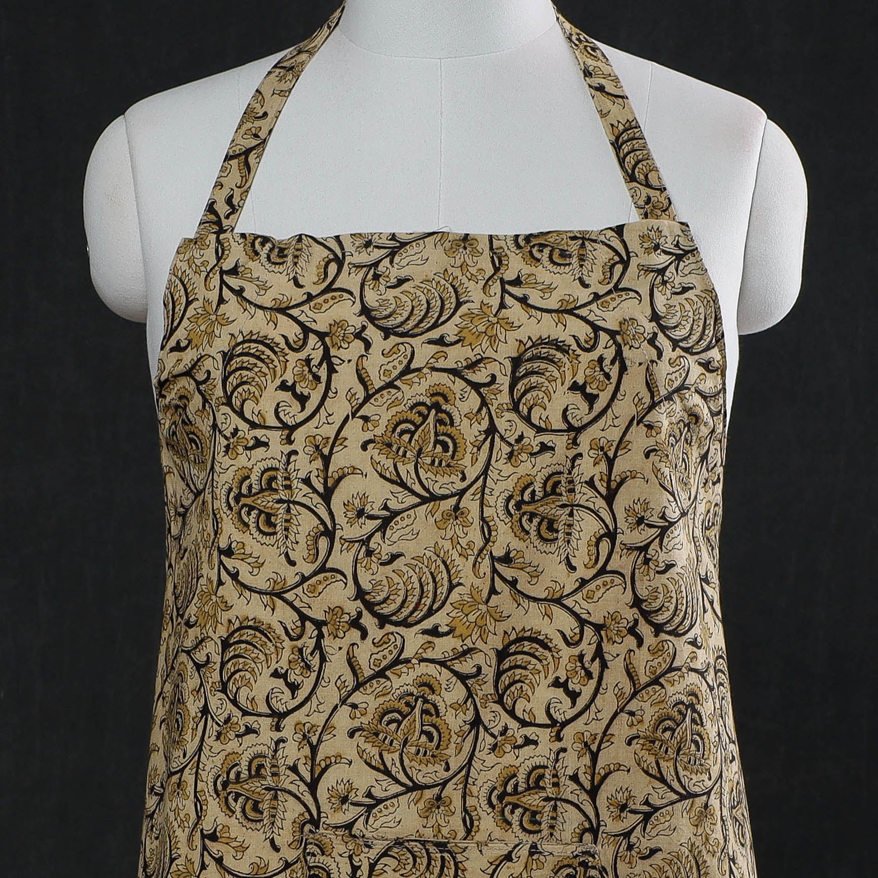 Beige Kalamkari Block Printed Cotton Apron 