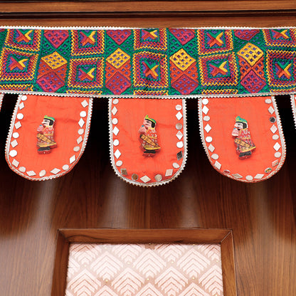 Festive Decor Mirror & Bead Work Traditional Phulkari Toran