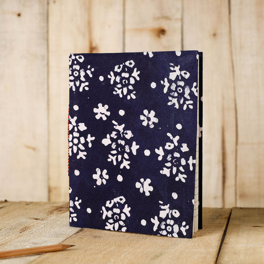 Batik Fabric Cover Handmade Paper Notebook (9 x 7 in)