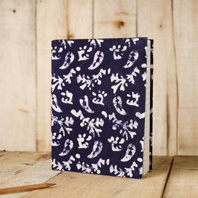 Blue - Batik Fabric Cover Handmade Paper Notebook (9 x 7 in)