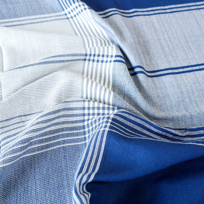 Blue - Kutch Weave Pure Handloom Cotton Double Bed Cover (108 x 92)