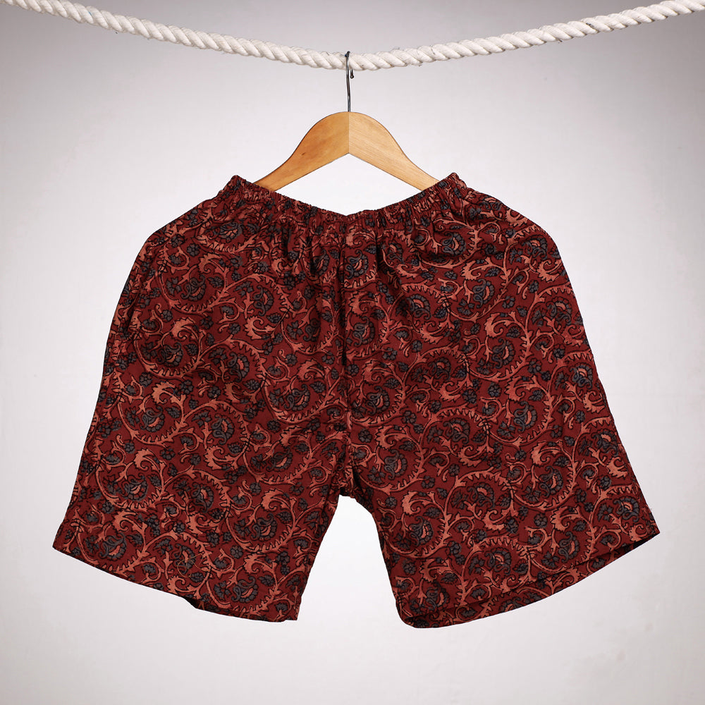 Red - Ajrakh Block Printing Cotton Unisex Boxer/Shorts