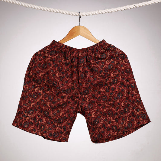 Red - Ajrakh Block Printing Cotton Unisex Boxer/Shorts