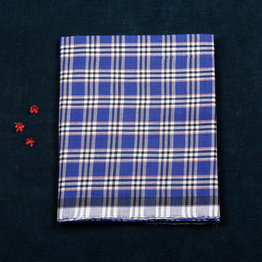 Blue - Calicut Kuriappilly Pure Handloom Cotton Lungi