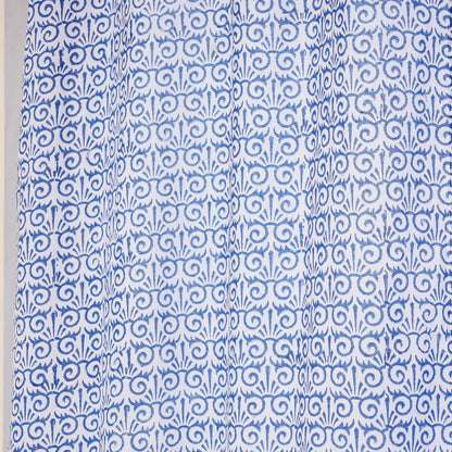 Blue - Sanganeri Block Print Cotton Window Curtain (5 x 3.3 feet) (single piece)