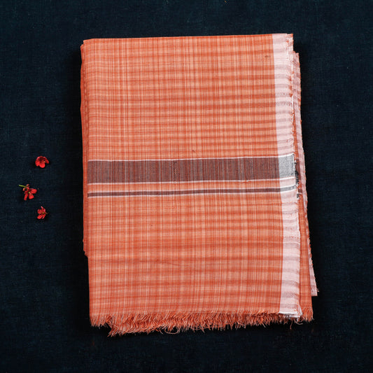 Orange - Calicut Kuriappilly Pure Handloom Cotton Dhoti
