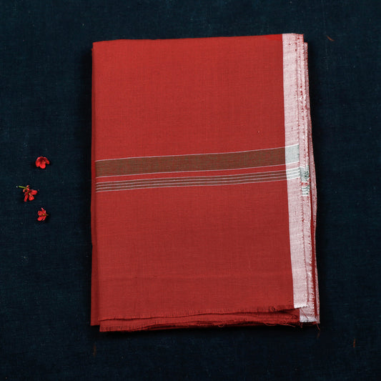 Red - Calicut Kuriappilly Pure Handloom Cotton Dhoti