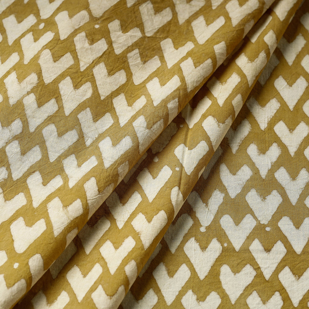 Yellow - Pipad Block Printed Cotton Fabric