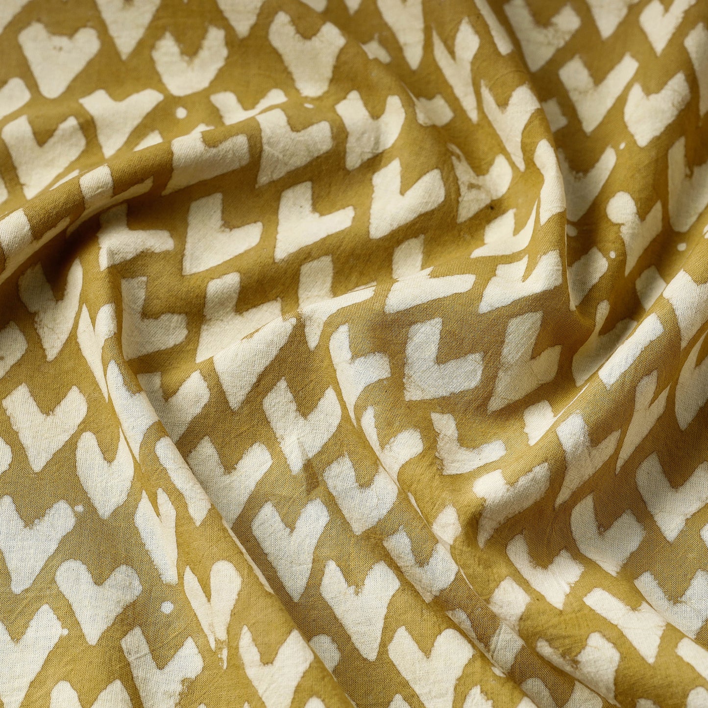 Yellow - Pipad Block Printed Cotton Fabric