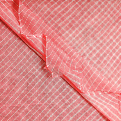 Pink - Leheriya Tie-Dye Kota Doria Cotton Saree 04