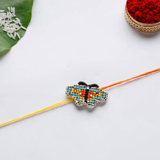 Butterfly - Tribal Hand Embroidered Reusable Kids Rakhi