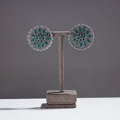  Antique Finish Oxidised German Silver Stud Earrings 