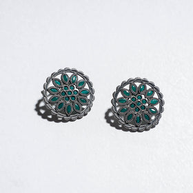  Antique Finish Oxidised German Silver Stud Earrings 