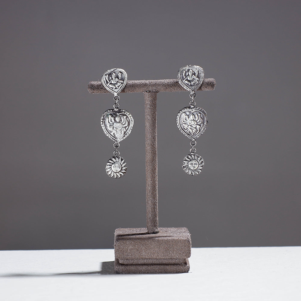 Antique Finish Oxidised German Silver Earrings