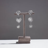 Antique Finish Oxidised German Silver Earrings