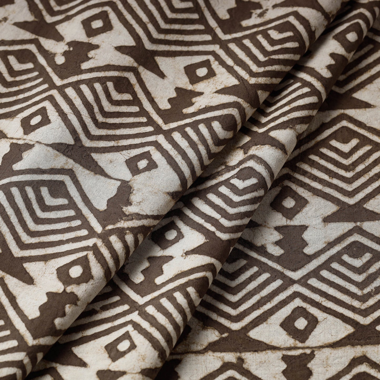 Brown - Pipad Block Printed Cotton Fabric