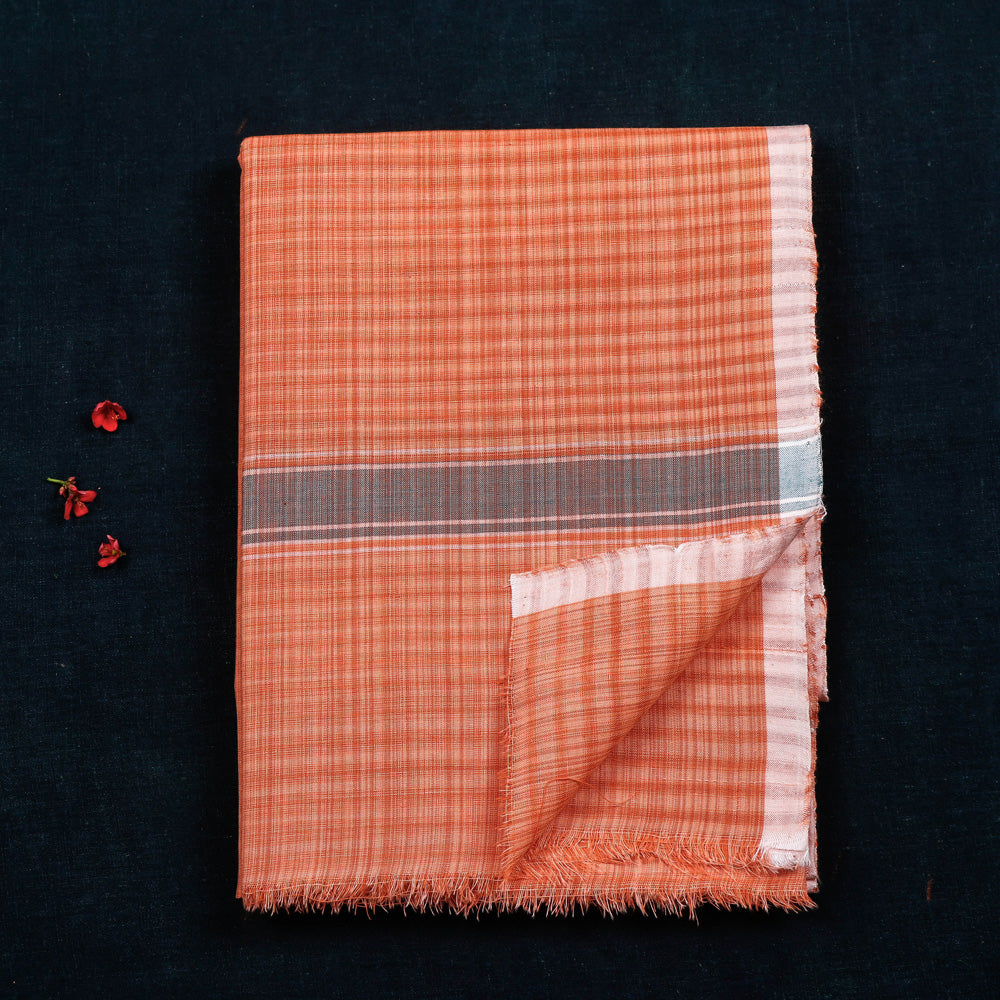 Orange - Calicut Kuriappilly Pure Handloom Cotton Dhoti
