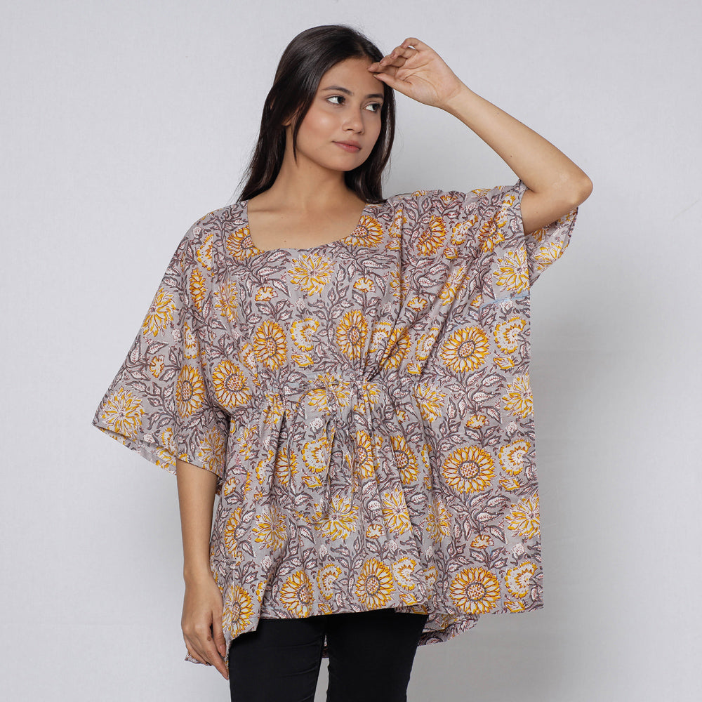 Sanganeri Block Print Cotton Kaftan (Short)