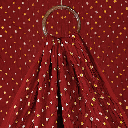 Radiant Red Kutch Bandhani Tie-Dye Modal Silk Fabric