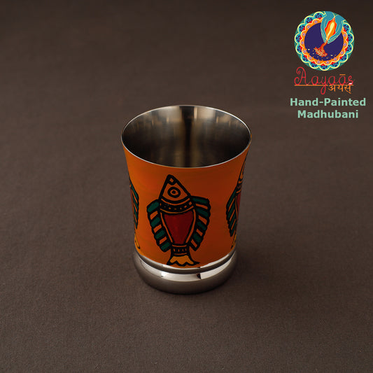 Madhubani Handpainted Stainless Steel Glass