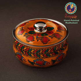  Madhubani Handpainted Stainless Steel Casserole 