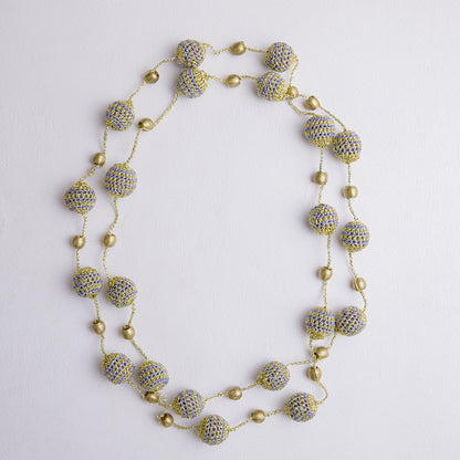 Samoolam Handmade Crochet Nakshatra Moon Necklace ~ Mint Gold