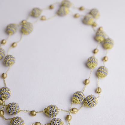 Samoolam Handmade Crochet Nakshatra Moon Necklace ~ Mint Gold