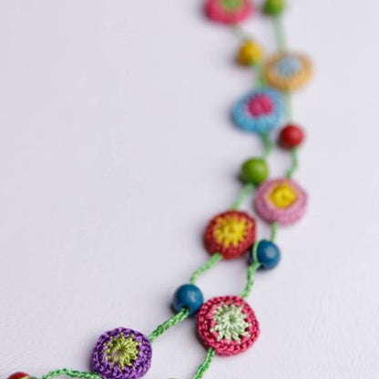 Samoolam Handmade Crochet Mela Necklace ~ Multicoloured Tiki Beads