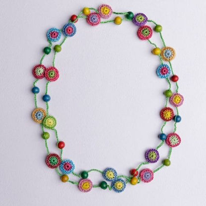 Samoolam Handmade Crochet Mela Necklace ~ Multicoloured Tiki Beads
